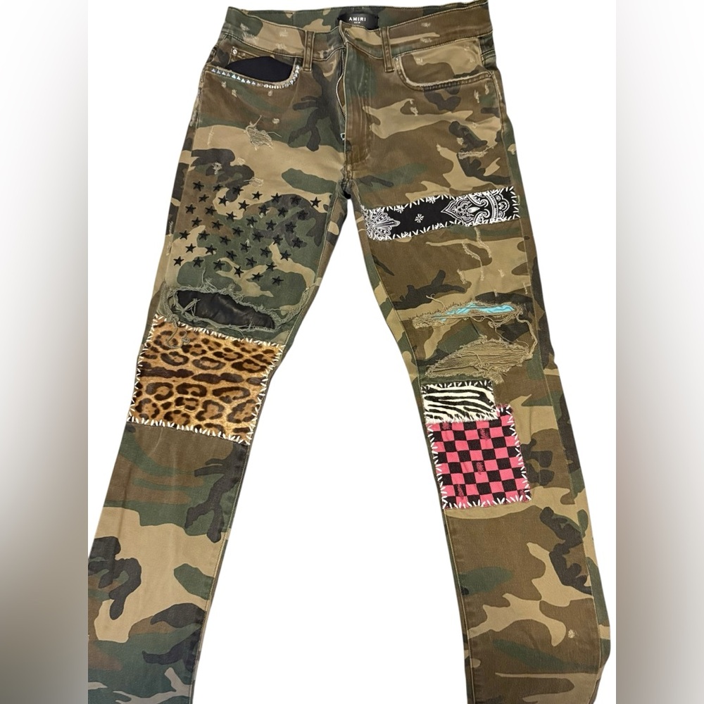 Camouflage Patchwork Jeans - image 1